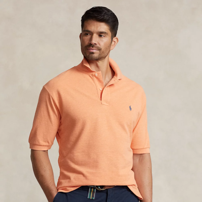 Shop Polo Ralph Lauren The Iconic Mesh Polo Shirt In Orange Heather