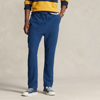 Shop Ralph Lauren Indigo-dyed Mesh Drawstring Pant In Medium Indigo