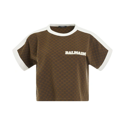 Shop Balmain Monogram Cropped T-shirt