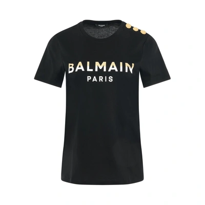 Shop Balmain 3 Buttons Foil Logo T-shirt