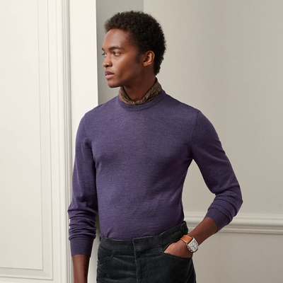 Shop Ralph Lauren Purple Label Cashmere Crewneck Sweater In Purple Thistle Melange