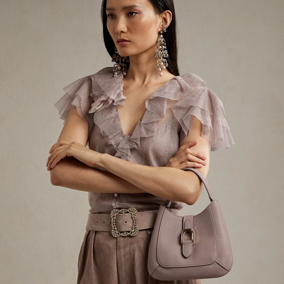 Shop Ralph Lauren Welington Calfskin Mini Shoulder Bag In Mauve