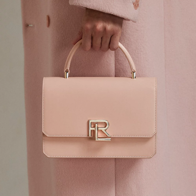 Shop Ralph Lauren Rl 888 Box Calfskin Top Handle In Blush