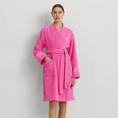 Shop Lauren Ralph Lauren Cotton Terry Short Robe In Hot Pink