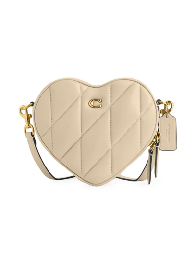 Shop Coach Women's Quilted Leather Heart Crossbody Bag In Ivory