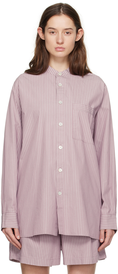 Shop Tekla Purple Birkenstock Edition Pyjama Shirt In Mauve Stripes