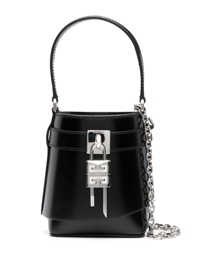 Shop Givenchy Black Shark Lock Micro Bucket Bag