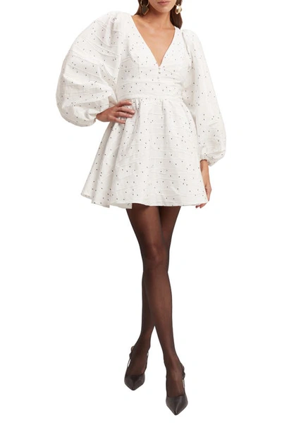 Shop Bardot Eva Long Sleeve Minidress In Ivory Spot