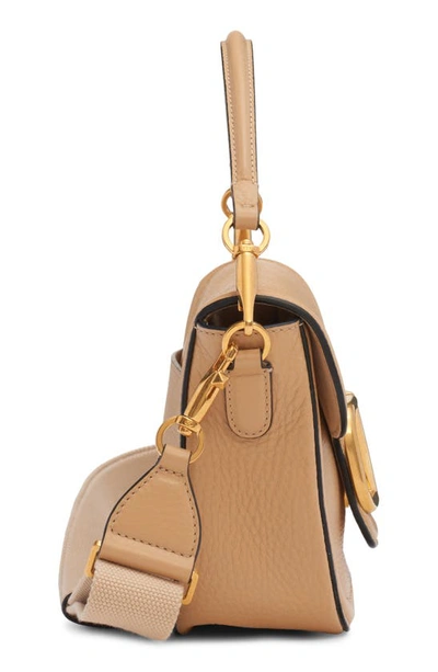 Shop Valentino Leather Shoulder Bag In Gh9 Cappuccino