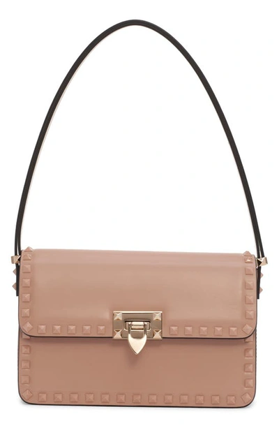 Shop Valentino Rockstud23 Leather Shoulder Bag In Rose Cannelle