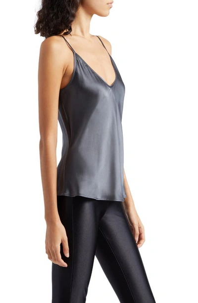 Shop L Agence Lexi Silk Camisole In Charcoal Grey