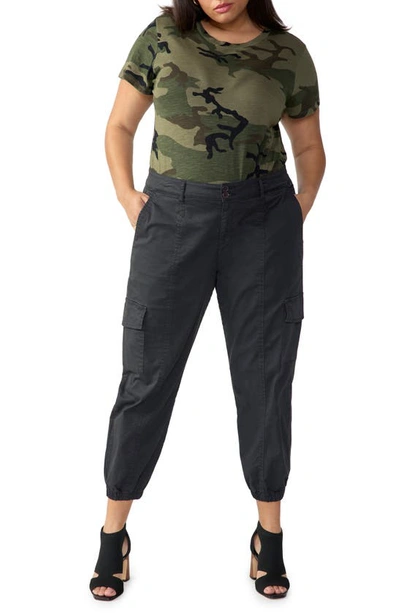 Sanctuary Rebel Crop Stretch Cotton Pants In Obsidian