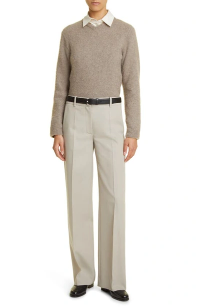 Shop The Row Bremy Straight Leg Wool Trousers In Beige/ Grey