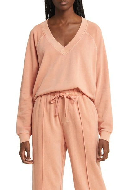 Shop Treasure & Bond V-neck Long Sleeve Raglan Sweatshirt In Pink Dawn