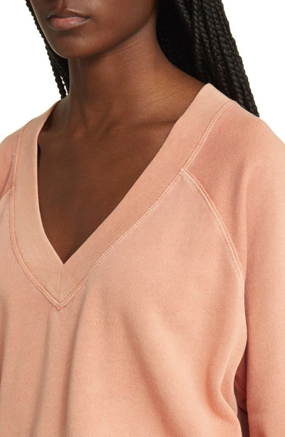 Shop Treasure & Bond V-neck Long Sleeve Raglan Sweatshirt In Pink Dawn