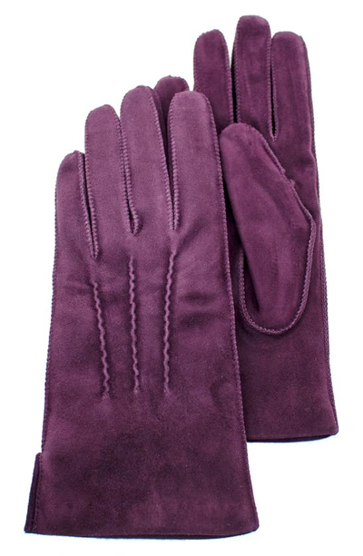 Shop Portolano Suede Gloves In Aubergine