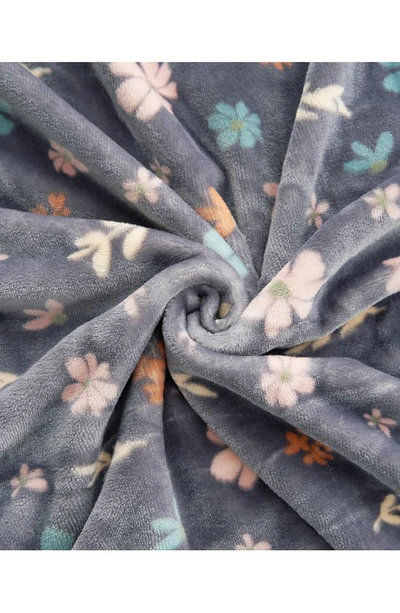 Ymf Cozy Plush Throw Blanket In Gray Floral