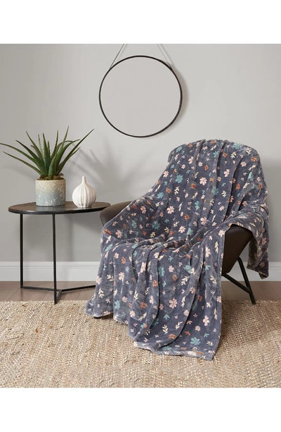 Ymf Cozy Plush Throw Blanket In Gray Floral