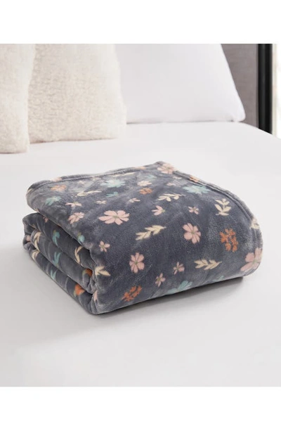 Ymf Cozy Plush Throw Blanket In Gray Floral
