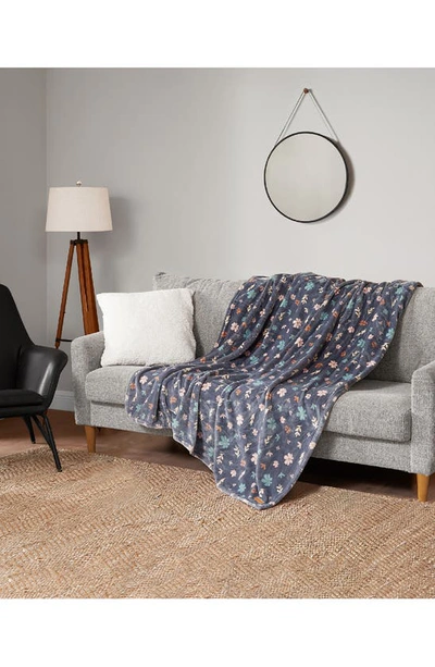 Ymf Cozy Plush Throw Blanket In Gray Floral