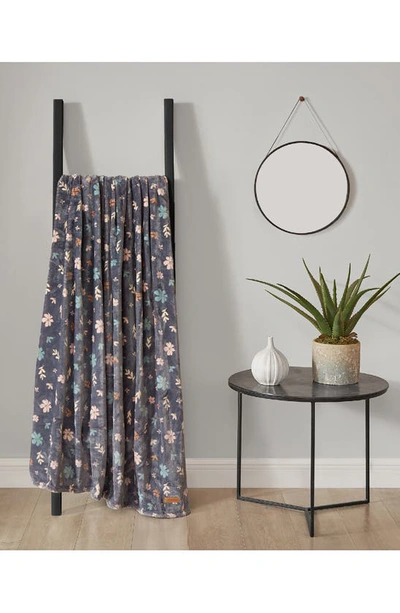 Ymf Cozy Plush Throw Blanket In Gray Floral