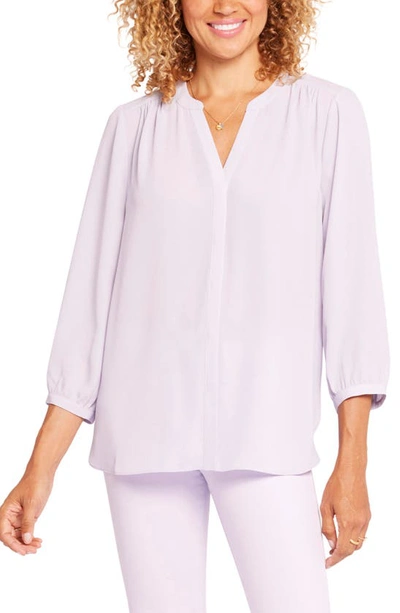 Shop Nydj High-low Crepe Blouse In Fairytalee