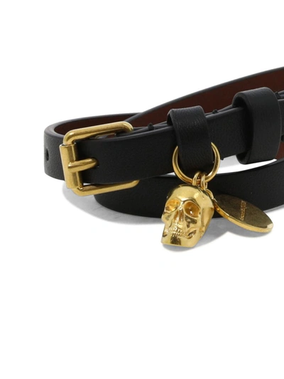 Shop Alexander Mcqueen "double Wrap Skull" Bracelet In Black