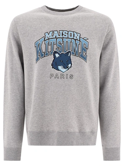 Shop Maison Kitsuné "campus Fox" Sweatshirt In Grey