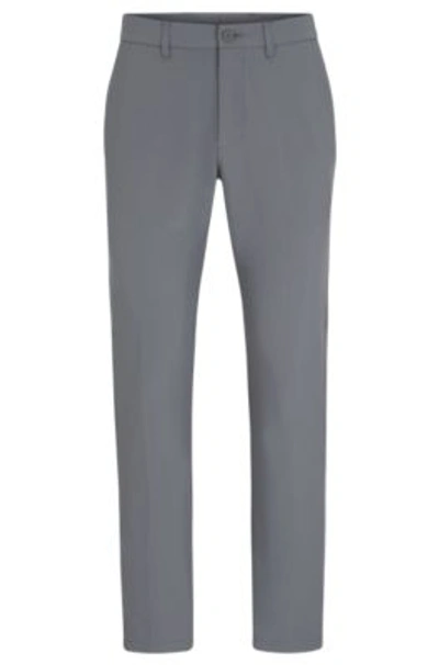 Shop Hugo Boss Slim-fit Chinos In Easy-iron Four-way Stretch Fabric In Grey