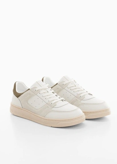 Shop Mango Leather Mixed Sneakers White