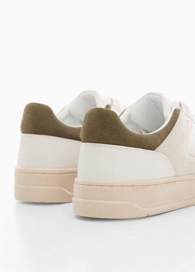 Shop Mango Leather Mixed Sneakers White