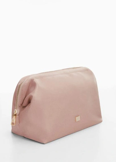 Shop Mango Zippered Toiletry Bag With Logo Light Pink In Rose Clair