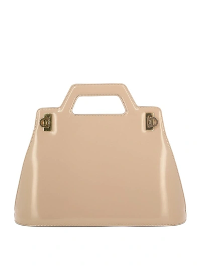 Shop Ferragamo "wanda" Handbag In Beige