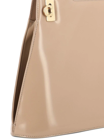 Shop Ferragamo "wanda" Handbag In Beige