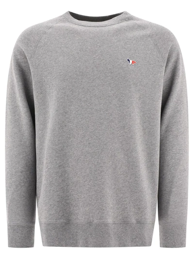 Shop Maison Kitsuné "tricolor Fox" Sweatshirt In Grey