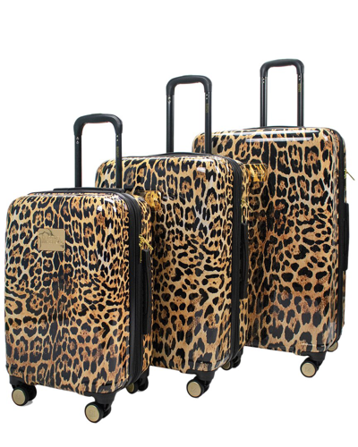 Shop Badgley Mischka Expandable Luggage Set In Brown