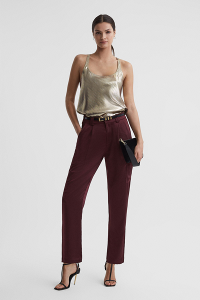 Shop Paige Satin Cargo Trousers In Dusty Cherrywood