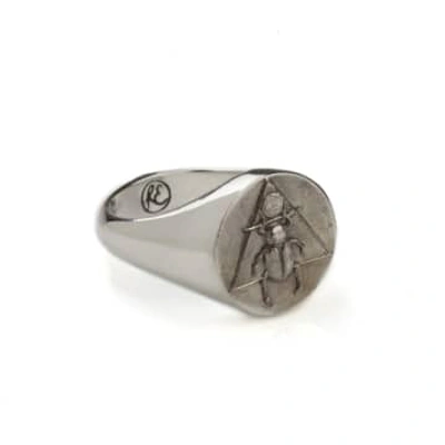 Shop Rachel Entwistle Scarab Signet Ring In Metallic