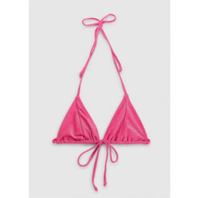 Shop Good American Womens Sparkle Tie Triangle Bikini Top In Knockout Pink