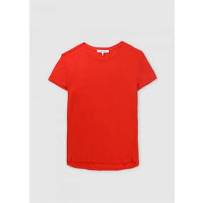 Shop Frame Womens Easy True Linen T Shirt In Red Orange