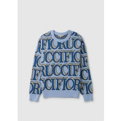 Shop Fiorucci Womens Monogram Oversize Knit Jumper In Blue