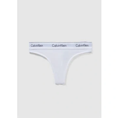 Shop Calvin Klein Womens Underwear Modern Cotton Mid Rise Thong In White