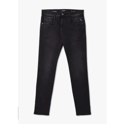 Shop Replay Mens Anbass Hyper Cloud Jeans In Black