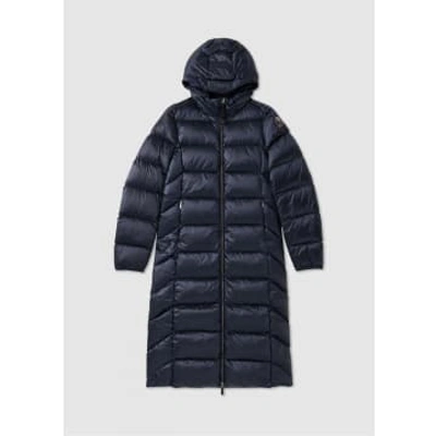 Shop Parajumpers Womens Leah Long Puffer Coat In Navy In Blue