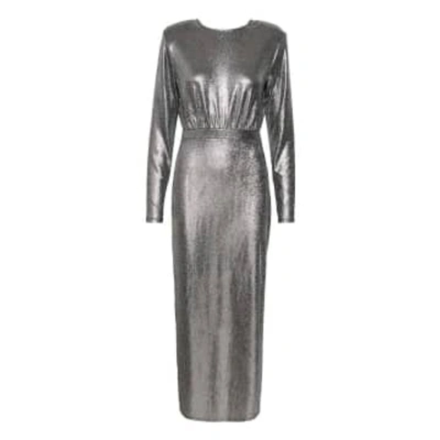 Shop Gestuz Eiragz Long Dress Silver In Metallic