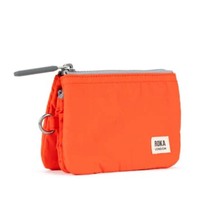 Shop Roka London Purse Carnaby Small Recycled Repurposed Sustainable Taslon In Tangerine