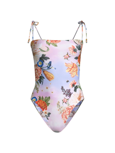 Shop Agua Bendita Women's Kailan Numen Floral Reversible One-piece Swimsuit In Neutral