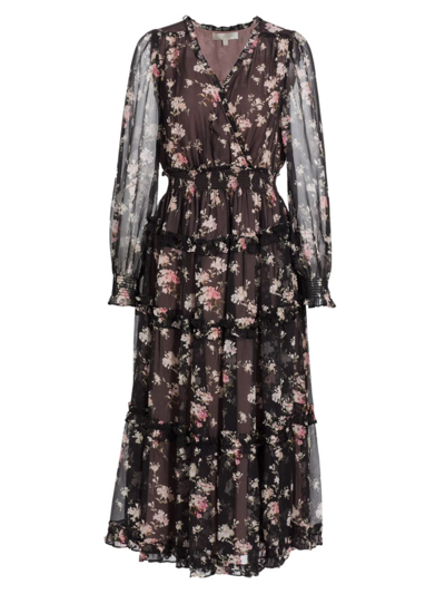 Shop Loveshackfancy Women's Kailo Silk Floral Tiered Maxi Dress In Aurora Nights
