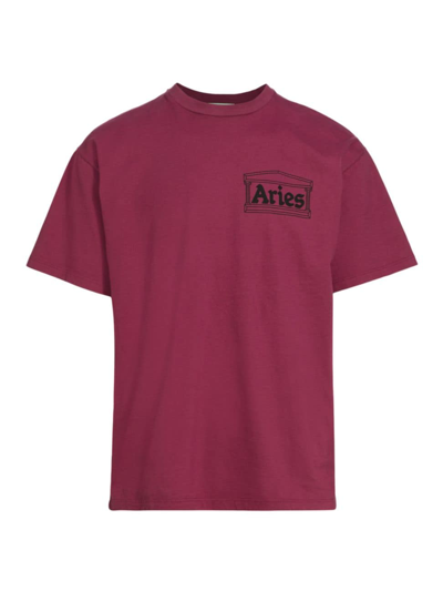Shop Aries Men's Temple Cotton Short-sleeve T-shirt In Burgundy