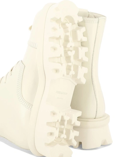 Shop Ferragamo "kira" Ankle Boots In White
